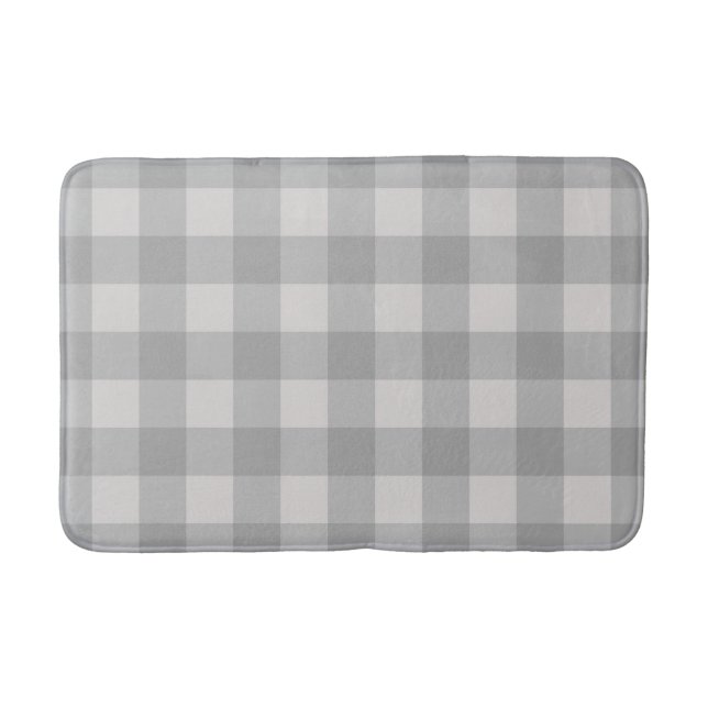 Tapis De Bain Bleu gris rustique À damiers Carrés Plaid (Devant)