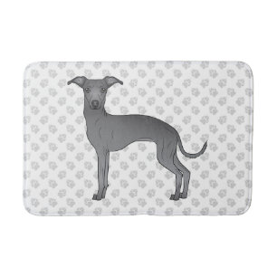 Tapis De Bain Bleu Italien Greyhound Cute Chien Avec Motif Paw