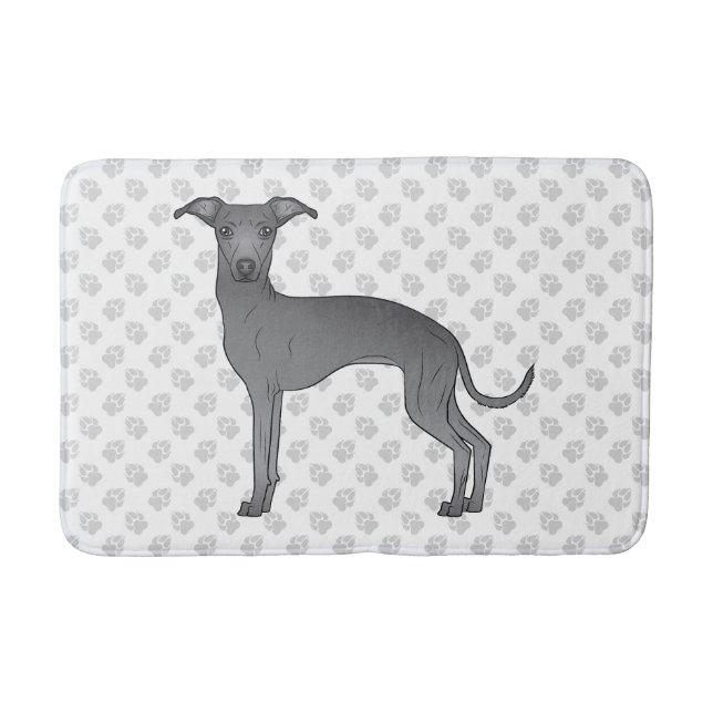 Tapis De Bain Bleu Italien Greyhound Cute Chien Avec Motif Paw (Devant)