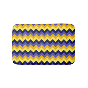 Tapis De Bain Bleu Jaune Or Chevrons Petit Mat Bain