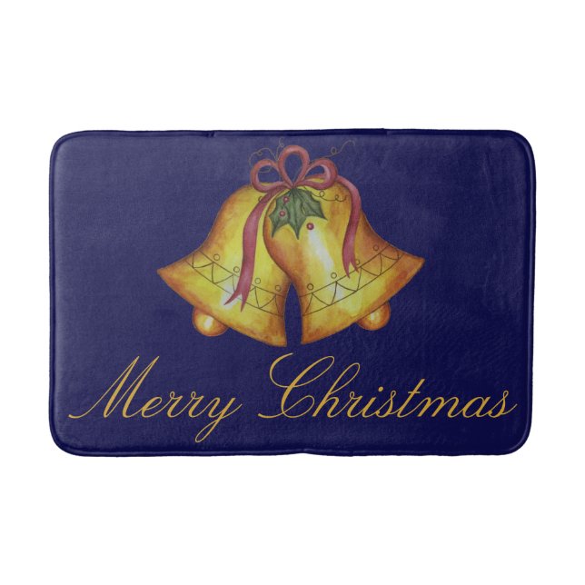 Tapis De Bain Bleu Joyeux Noël Salle de bain Tapis Mat Décor (Devant)