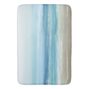 Tapis De Bain Bleu marin Aquarelle Océan Waves Plage côtière