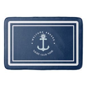 Tapis De Bain Bleu Marine Ancre nautique club bateau marina