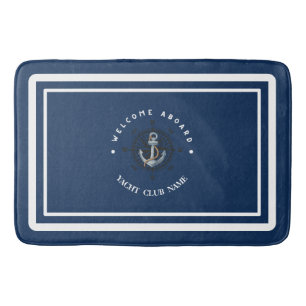 Tapis De Bain Bleu Marine Ancre nautique club bateau marina