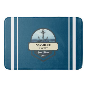 Tapis De Bain Bleu Marine Ancre nautique club bateau marina
