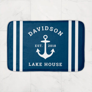Tapis De Bain Bleu marine Custom Family Lac House