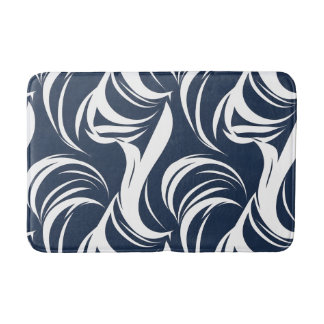 Tapis De Bain Bleu marine et vague abstraite moderne nautique bl