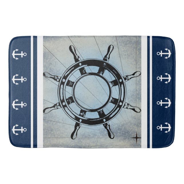 Tapis De Bain Bleu Nautique (Devant)