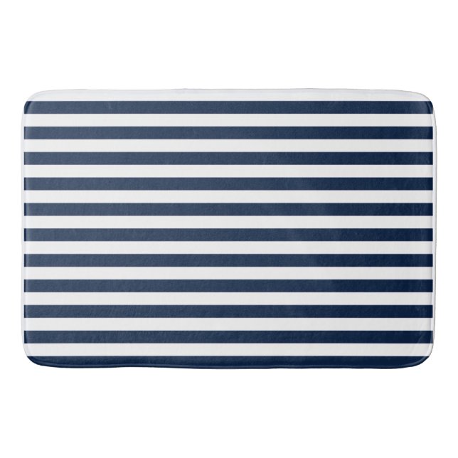 Tapis De Bain Bleu nautique et Bleu Blancs Bain Tapis (Devant)