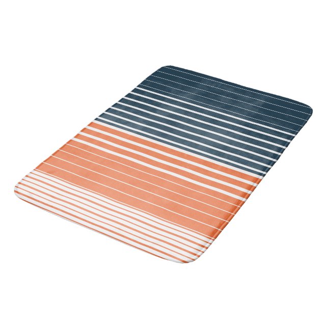 Tapis De Bain Bleu orange de la Marine Nautique  (Angle)