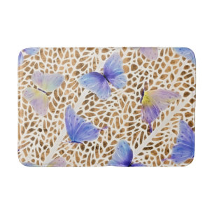 Tapis De Bain Bleu papillon moderne Ethereal Poster de animal or