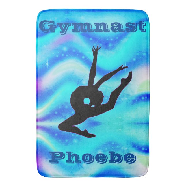 Tapis de bain bleu personnalisé pour gymnastique a (devant Vertical)