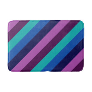 Tapis De Bain Bleu pourpre Turquoise rayures Mat de bain moyen