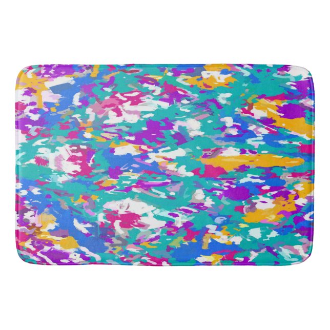 Tapis De Bain Bleu, rose et jaune (Devant)