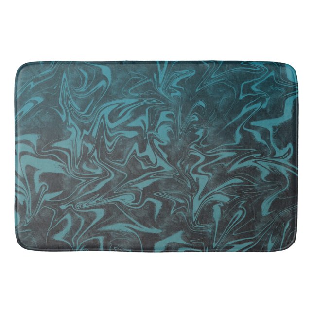Tapis De Bain Bleu sarcelle électrique marbré (Devant)