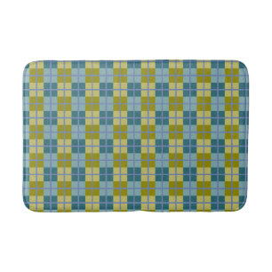 Tapis De Bain Bleu sarcelle olive jaune violet motif