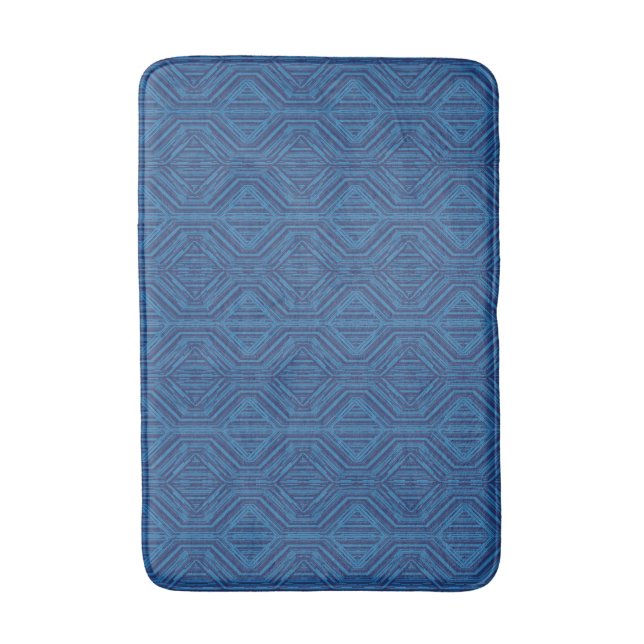 Tapis De Bain Bleu Trellis Grille moderne Carrés et diamants (Devant (Vertical))