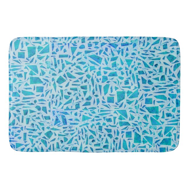 Tapis De Bain Bleu Turquoise Mosaïque Carrelage Moderne Chic (Devant)