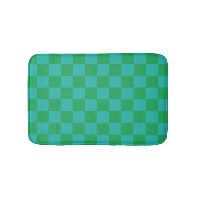 Tapis De Bain Bleu vert À damiers En vichy Motif (Devant)