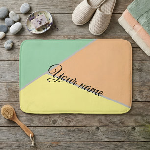 Tapis De Bain Bloc de couleurs moderne pastel menthe et pêche No