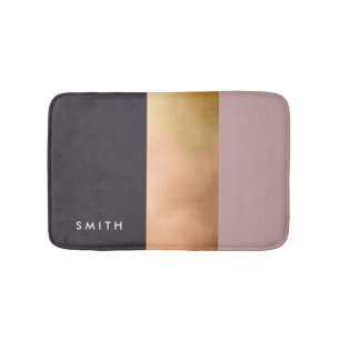 Tapis De Bain bloc gris de couleur de rose rose lumineux éléga