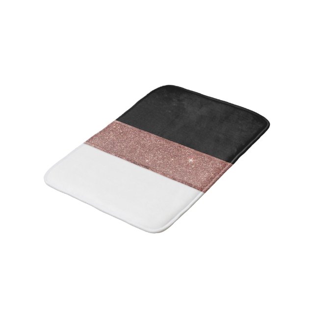 Tapis De Bain Blocs blancs de couleur d'or de noir rose moderne (Angle)