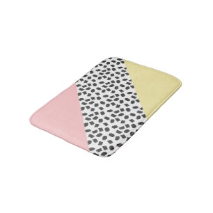 Tapis De Bain Blocs jaunes et roses de couleur et traçages noir
