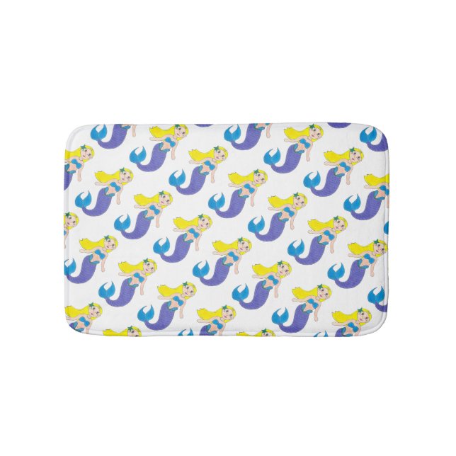 Tapis De Bain Blonde nage Sirène fille pourpre Queue Océan Mer (Devant)