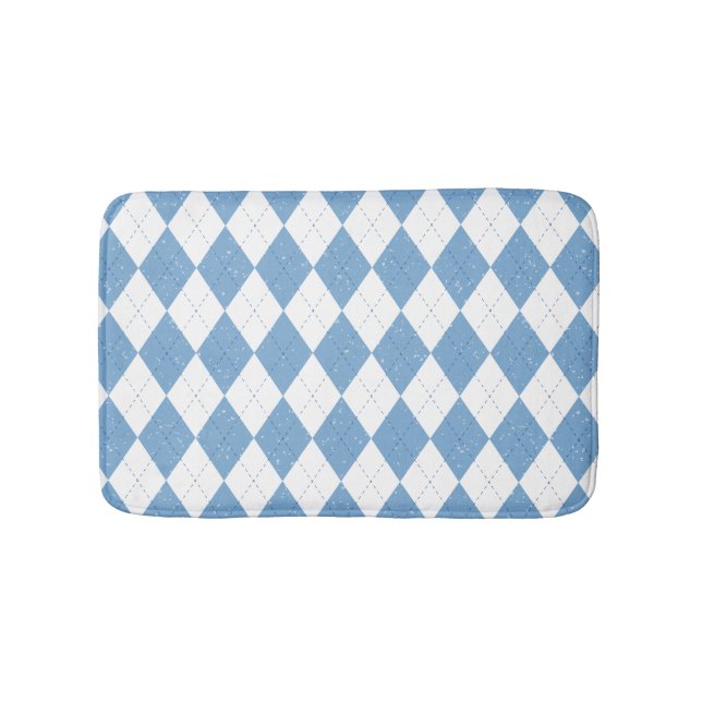 Tapis De Bain Blue and White Diamond Geometric Pattern (Devant)