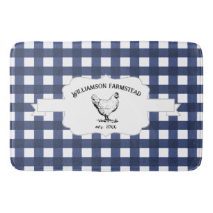 Tapis De Bain Blue Buffalo Plaid Farm Poulet Mat de bain
