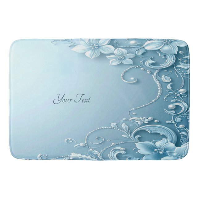 Tapis De Bain Blue Decorative Floral Bath Mat (Devant)