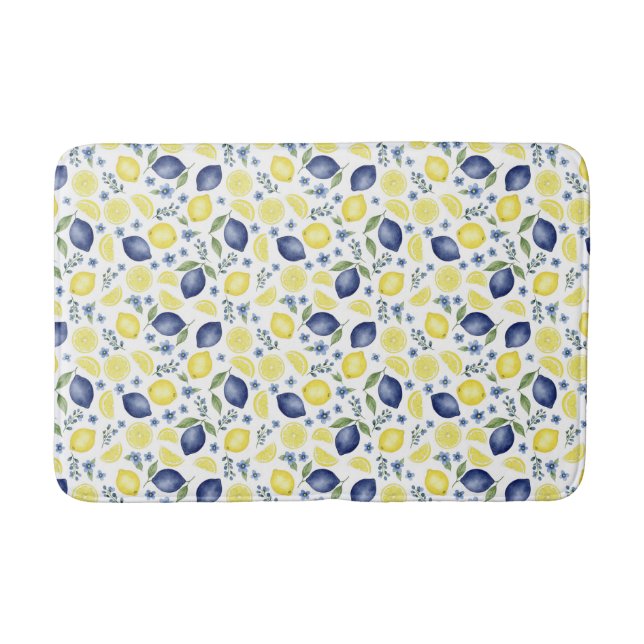 Tapis De Bain Blue French Country Lemon Pattern (Devant)
