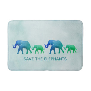 Tapis De Bain Blue Green Ombre Elephants Bain Mat