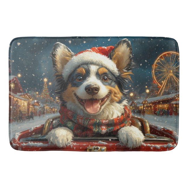 Tapis De Bain Blue Heeler Dog Roller Dessous de verre Noël (Devant)