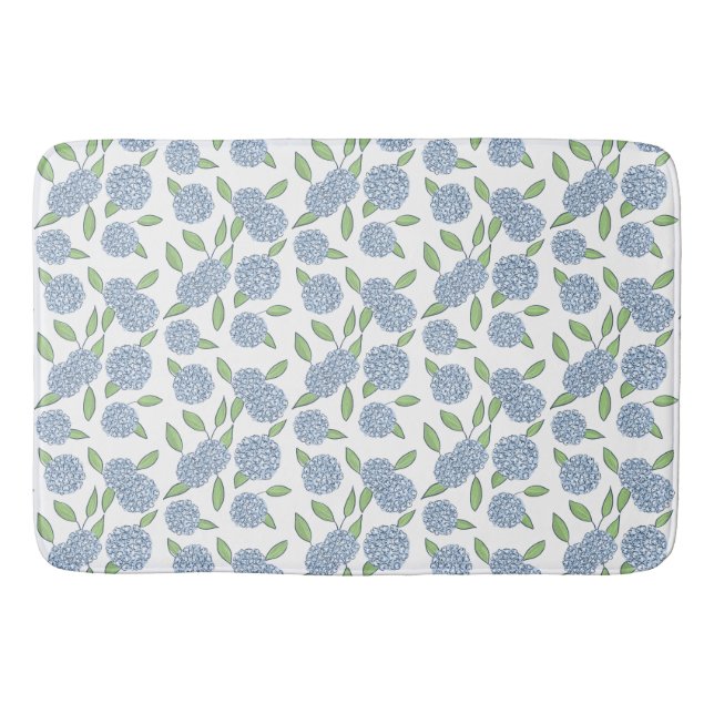 Tapis De Bain Blue Hydrangeas Preppy Coastal Nouvelle-Angleterre (Devant)