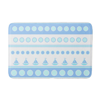 Tapis De Bain Blue Sailboats and Circles Rows
