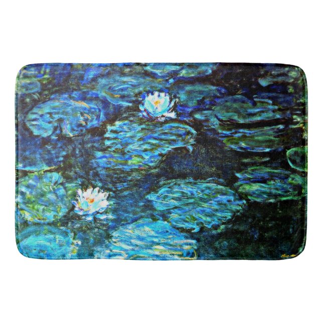 Tapis De Bain Blue Water-Lys, célèbre peinture, (Devant)
