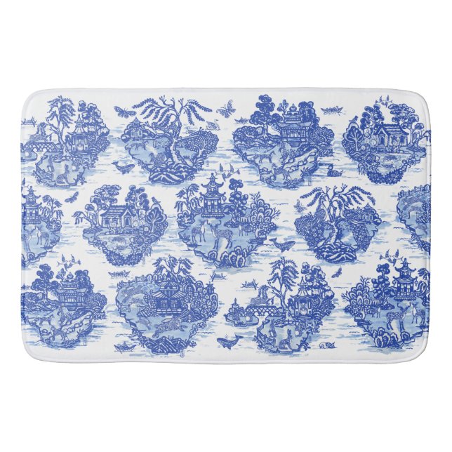 Tapis De Bain Blue Willow Animal Rabbit Renard Renard Oiseau Toi (Devant)