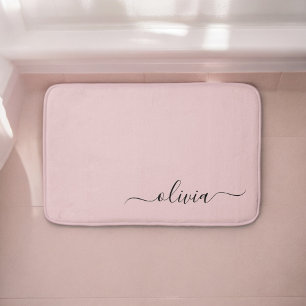 Tapis De Bain Blush Dusty rose moderne Script Girl Monogramme No