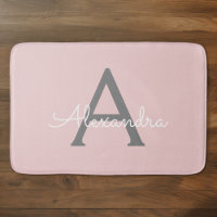 Blush Pink Grey Modern Script Girly Monogram