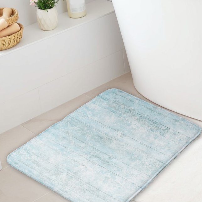 Tapis De Bain Boho Beach Wood Coastal Blue Modern (Créateur téléchargé)