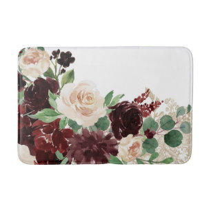 Tapis De Bain Boho Blooms   Russe Navy et Bourgogne Shimmer