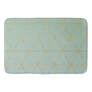 Tapis De Bain Boho Bohème Chic Géométrique Doré & Menthe Glamour