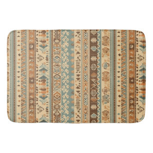 Tapis De Bain Boho Camel Brown Turquoise