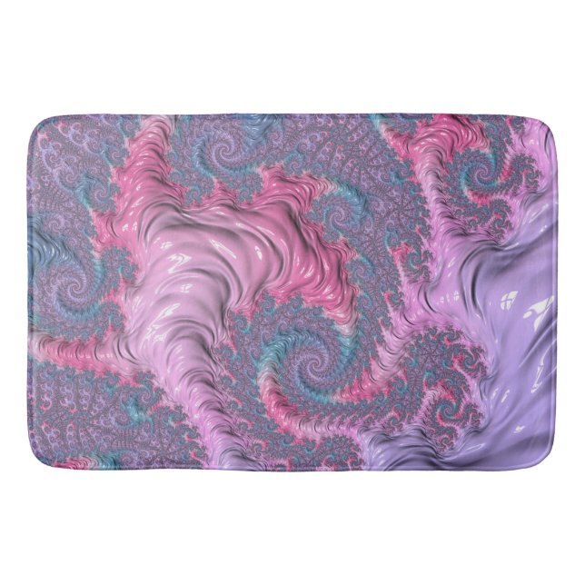 Tapis De Bain Boho coloré Hippie Trippy Super Pastel Fractal (Devant)