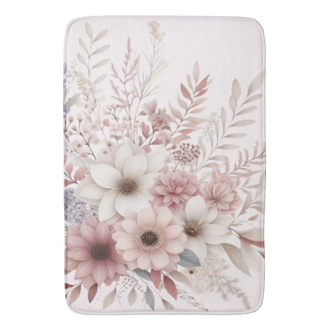 Tapis De Bain Boho Florals avec un mélange de rose (devant Vertical)