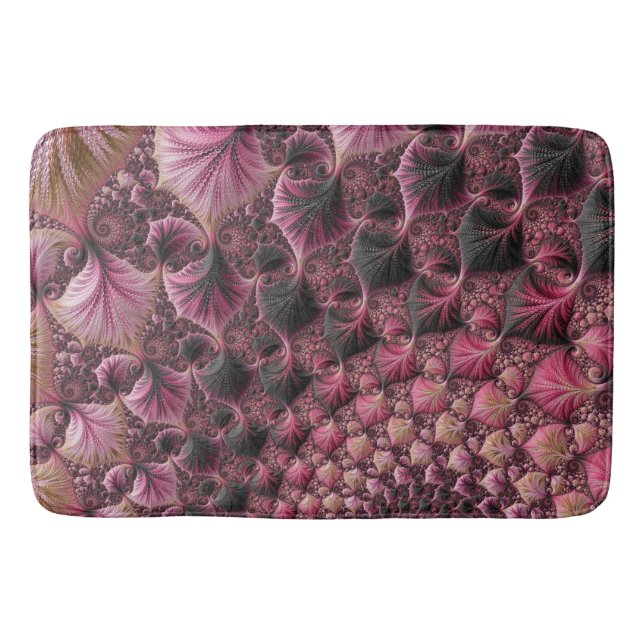 Tapis De Bain Boho Funky Eclectique Rose Noir Abstrait Fractal (Devant)