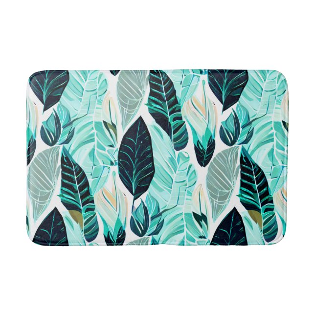 Tapis De Bain Boho green feuilles fun (Devant)