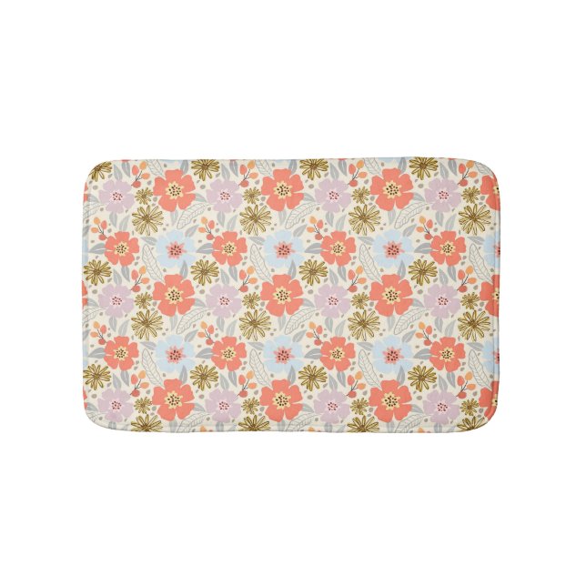 Tapis De Bain Boho Inspiré Floral Pattern Mat (Devant)