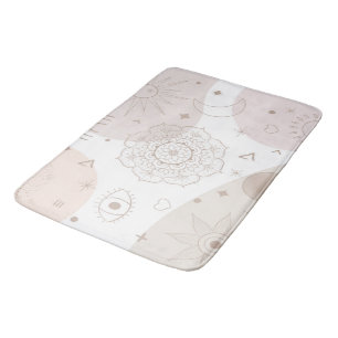 Tapis De Bain Boho Neutral Space Doodles Design esthétique